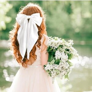 White Satin Oversized Bow Hair Clip